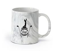 AYUEHBN Ceramics Coffee Mug, Golf Club Game Ball Sport Word Player Logo （11oz/320ml） Coffee, Tea, Latte, Milk, Cocoa, Juice and Other Hot Drinks Marble Black