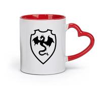 AYUEHBN Ceramics Coffee Mug Heraldic Shield Dragon Knight Middle Ages Boys （11oz/320ml） for Coffee, Soup, Tea, Milk, Latte, hot Cocoa, Ladies, Men Red
