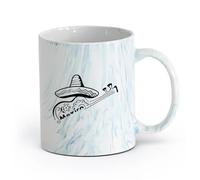 AYUEHBN Ceramics Coffee Mug, Mexican Hat Sombrero Mexico Guitar Latin America （11oz/320ml） Cappuccino, Latte Macchiato, Tea, Espresso Marble Blue