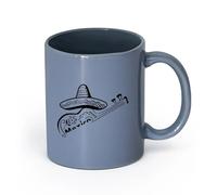 AYUEHBN Ceramics Coffee Mug, Mexican Hat Sombrero Mexico Guitar Latin America （11oz/320ml） Cappuccino, Latte Macchiato, Tea, Espresso Blue-Gray