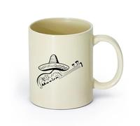 AYUEHBN Ceramics Coffee Mug, Mexican Hat Sombrero Mexico Guitar Latin America （11oz/320ml） Cappuccino, Latte Macchiato, Tea, Espresso Light Yellow