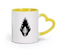 AYUEHBN Ceramics Coffee Mug, Music Fire Guitar Strings Musical Instrument （11oz/320ml） Coffee, Tea, Latte, Milk, Cocoa, Juice and Other Hot Drinks Yellow
