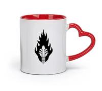 AYUEHBN Ceramics Coffee Mug, Music Fire Guitar Strings Musical Instrument （11oz/320ml） Coffee, Tea, Latte, Milk, Cocoa, Juice and Other Hot Drinks Red