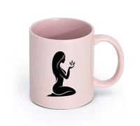 AYUEHBN Ceramics Coffee Mug, Naked Girl Natural Flowers Massage Spa Beauty Salon （11oz/320ml） Great for Home, Office, Cafes, Gift Ideas Pink