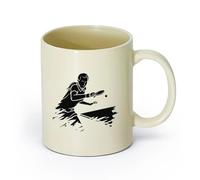 AYUEHBN Ceramics Coffee Mug, Ping Pong Sports Table Tennis Athlete Game Room （11oz/320ml） Coffee, Tea, Latte, Milk, Cocoa, Juice and Other Hot Drinks Light Yellow