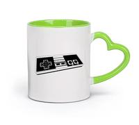 AYUEHBN Ceramics Coffee Mug Retro Video Game Controller Joystick Gamepad Gamer Room （11oz/320ml） and Microwave-Safe Green