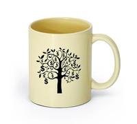 AYUEHBN Ceramics Coffee Mug Talisman Tree Branch Dollars Money Success Wealth （11oz/320ml） Great for Home, Office, Cafes, Gift Ideas Beige