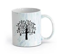 AYUEHBN Ceramics Coffee Mug Talisman Tree Branch Dollars Money Success Wealth （11oz/320ml） Great for Home, Office, Cafes, Gift Ideas Marble Blue