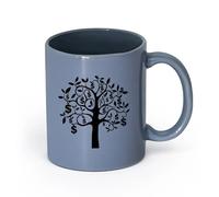 AYUEHBN Ceramics Coffee Mug Talisman Tree Branch Dollars Money Success Wealth （11oz/320ml） Great for Home, Office, Cafes, Gift Ideas Blue-Gray