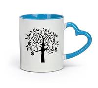AYUEHBN Ceramics Coffee Mug Talisman Tree Branch Dollars Money Success Wealth （11oz/320ml） Great for Home, Office, Cafes, Gift Ideas Blue