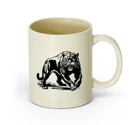 AYUEHBN Ceramics Coffee Mug, Wild Tiger Dangerous Animal Predator Big Cat （11oz/320ml） for Coffee, Soup, Tea, Milk, Latte, hot Cocoa, Ladies, Men Light Yellow