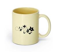 AYUEHBN Ceramics Coffee Mug with Handle - Classic Ceramic Art Beautiful Flowers ation （11oz/320ml） for Tea, Hot Chocolate Beige