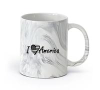 AYUEHBN Ceramics Coffee Mug with Handle - Classic Ceramic Love USA Word Lettering （11oz/320ml） Dishwasher Microwave Safe,for Office and Home Marble Black
