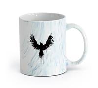 AYUEHBN Ceramics Coffee Mug with Handle - Classic Ceramic Raven Gothic Bird Wings （11oz/320ml） Stylish & Durable - Microwave & Dishwasher Safe Marble Blue