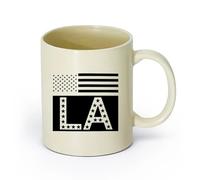 AYUEHBN Ceramics Coffee Mugs Tea Coffee Mug Cups American Flag Los Angeles LA （11oz/320ml） Ceramic Coffee Mug for Cappuccino Tea, Milk, Light Yellow