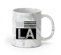 AYUEHBN Ceramics Coffee Mugs Tea Coffee Mug Cups American Flag Los Angeles LA （11oz/320ml） Ceramic Coffee Mug for Cappuccino Tea, Milk, Marble Black