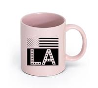 AYUEHBN Ceramics Coffee Mugs Tea Coffee Mug Cups American Flag Los Angeles LA （11oz/320ml） Ceramic Coffee Mug for Cappuccino Tea, Milk, Pink