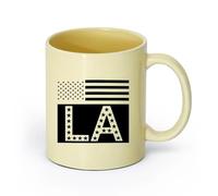 AYUEHBN Ceramics Coffee Mugs Tea Coffee Mug Cups American Flag Los Angeles LA （11oz/320ml） Ceramic Coffee Mug for Cappuccino Tea, Milk, Beige