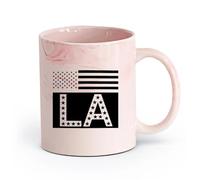 AYUEHBN Ceramics Coffee Mugs Tea Coffee Mug Cups American Flag Los Angeles LA （11oz/320ml） Ceramic Coffee Mug for Cappuccino Tea, Milk, Marble Pink
