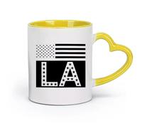 AYUEHBN Ceramics Coffee Mugs Tea Coffee Mug Cups American Flag Los Angeles LA （11oz/320ml） Ceramic Coffee Mug for Cappuccino Tea, Milk, Yellow