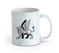 AYUEHBN Ceramics Coffee Mugs Tea Coffee Mug Cups Flying Lions with Wings Animal （11oz/320ml） Dishwasher Microwave Safe,for Office and Home Marble Blue