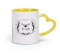 AYUEHBN Ceramics Coffee Mugs Tea Coffee Mug Cups Wicked Dog Bulldog Animal （11oz/320ml） for Coffee, Soup, Tea, Milk, Latte, hot Cocoa, Ladies, Men Yellow