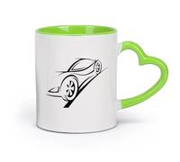 AYUEHBN Ceramics Cool Mugs and Cups Car Racing Speed Track Trace Auto Service （11oz/320ml） & Durable - Microwave & Dishwasher Safe Green