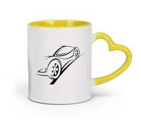 AYUEHBN Ceramics Cool Mugs and Cups Car Racing Speed Track Trace Auto Service （11oz/320ml） Stylish & Durable - Microwave & Dishwasher Safe Yellow