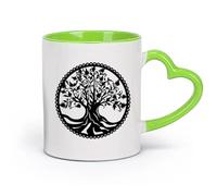 AYUEHBN Ceramics Cool Mugs and Cups Celtic Tree of Life Natural Symbol Family Talisman （11oz/320ml） Ideal for Home & Office Use Green