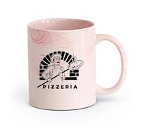 AYUEHBN Ceramics Cool Mugs and Cups Cook Puts Pizza Into Oven Pizzeria Bakery Chef （11oz/320ml） Gift for Men or Women Marble Pink
