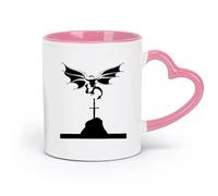 AYUEHBN Ceramics Cool Mugs and Cups Flying Dragon Medieval Tales Mythology Wings Sword （11oz/320ml） for Tea, Hot Chocolate Pink
