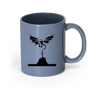 AYUEHBN Ceramics Cool Mugs and Cups Flying Dragon Medieval Tales Mythology Wings Sword （11oz/320ml） for Tea, Hot Chocolate Blue-Gray