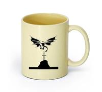 AYUEHBN Ceramics Cool Mugs and Cups Flying Dragon Medieval Tales Mythology Wings Sword （11oz/320ml） for Tea, Hot Chocolate Beige