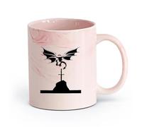AYUEHBN Ceramics Cool Mugs and Cups Flying Dragon Medieval Tales Mythology Wings Sword （11oz/320ml） for Tea, Hot Chocolate Marble Pink
