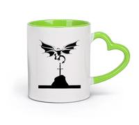 AYUEHBN Ceramics Cool Mugs and Cups Flying Dragon Medieval Tales Mythology Wings Sword （11oz/320ml） for Tea, Hot Chocolate Green