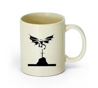 AYUEHBN Ceramics Cool Mugs and Cups Flying Dragon Medieval Tales Mythology Wings Sword （11oz/320ml） for Tea, Hot Chocolate Light Yellow