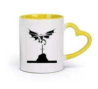 AYUEHBN Ceramics Cool Mugs and Cups Flying Dragon Medieval Tales Mythology Wings Sword （11oz/320ml） for Tea, Hot Chocolate Yellow