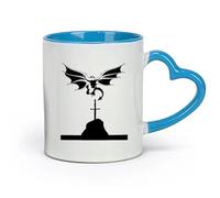 AYUEHBN Ceramics Cool Mugs and Cups Flying Dragon Medieval Tales Mythology Wings Sword （11oz/320ml） for Tea, Hot Chocolate Blue