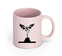 AYUEHBN Ceramics Cool Mugs and Cups Flying Dragon Medieval Tales Mythology Wings Sword （11oz/320ml） for Tea, Hot Chocolate Pink