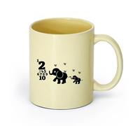 AYUEHBN Ceramics Cool Mugs and Cups Numbers Mathematics Primary School Elephants （11oz/320ml） Great for Home, Office, Cafes, Gift Ideas Beige