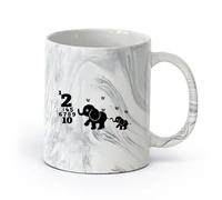 AYUEHBN Ceramics Cool Mugs and Cups Numbers Mathematics Primary School Elephants （11oz/320ml） Great for Home, Office, Cafes, Gift Ideas Marble Black