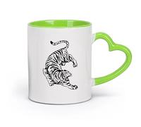 AYUEHBN Ceramics Cool Mugs and Cups Tiger Animal Aggressive Predator African Big Cat （11oz/320ml） Gift for Men or Women Green