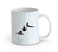 AYUEHBN Ceramics Cool Mugs and Cups Yoga Style Lotus Pose Beautiful Girls Healthy Life （11oz/320ml） for Hot Beverages, Latte, Cappuccino Marble Blue