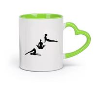AYUEHBN Ceramics Cool Mugs and Cups Yoga Style Lotus Pose Beautiful Girls Healthy Life （11oz/320ml） for Hot Beverages, Latte, Cappuccino Green