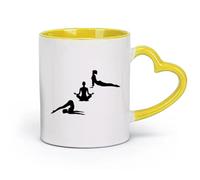 AYUEHBN Ceramics Cool Mugs and Cups Yoga Style Lotus Pose Beautiful Girls Healthy Life （11oz/320ml） for Hot Beverages, Latte, Cappuccino Yellow