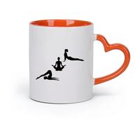 AYUEHBN Ceramics Cool Mugs and Cups Yoga Style Lotus Pose Beautiful Girls Healthy Life （11oz/320ml） for Hot Beverages, Latte, Cappuccino Orange