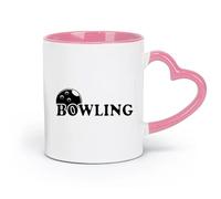 AYUEHBN Ceramics Cool Tea and Coffee Mug Bowling Club Sport Entertainment Center （11oz/320ml） Dishwasher Microwave Safe,for Office and Home Pink