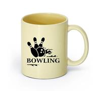 AYUEHBN Ceramics Cool Tea and Coffee Mug Bowling Sport Entertainment Center （11oz/320ml） Humorous Gift for Coffee Lovers, Work Besties, Coworkers & Friends Beige
