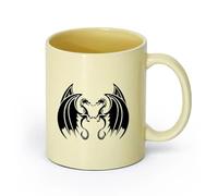 AYUEHBN Ceramics Cool Tea and Coffee Mug Dragons Fantasy Flying Monsters Home （11oz/320ml） Dishwasher Microwave Safe,for Office and Home Beige