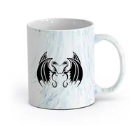 AYUEHBN Ceramics Cool Tea and Coffee Mug Dragons Fantasy Flying Monsters Home （11oz/320ml） Dishwasher Microwave Safe,for Office and Home Marble Blue